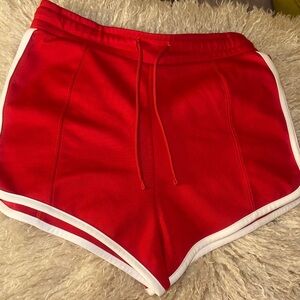Zara Red and White Women's Athletic Shorts